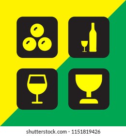4 taste icons in vector set. wine and bonbon illustration for web and graphic design