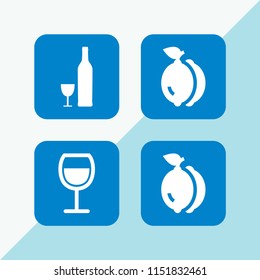 4 taste icons in vector set. wine and lemon illustration for web and graphic design