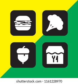 4 tasty icons in vector set. broccoli, burger and food and restaurant illustration for web and graphic design