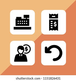 4 tax icons in vector set. return, budget, money and bill illustration for web and graphic design