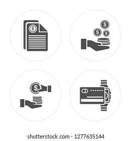 4 Taxes, Pay, Coin, Payment method modern icons on round shapes, vector illustration, eps10, trendy icon set.