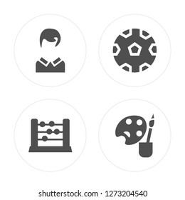4 Teacher, Abacus, Soccer, Watercolor modern icons on round shapes, vector illustration, eps10, trendy icon set.