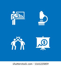 4 team icons in vector set. research, success, business and finance and strategy illustration for web and graphic design