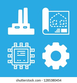 4 technical icons with configuration with gear and microchip in this set