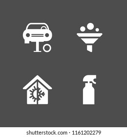 4 technician icons in vector set. filter, spray, repair and air conditioning illustration for web and graphic design