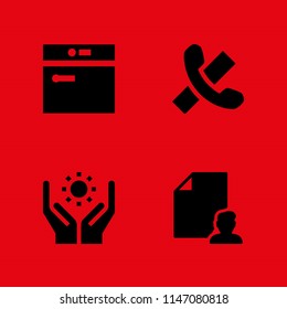 4 technology icon set with hang up, washer machine and file vector illustration for graphic design and web