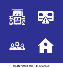 4 technology icon set with home, credit card and businessman vector illustration for graphic design and web