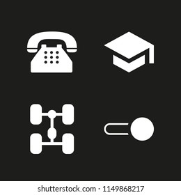 4 technology icons in vector set. switch, university, old typical phone and car illustration for web and graphic design