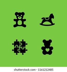 4 teddy icons in vector set. bear and toy illustration for web and graphic design