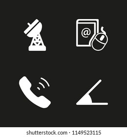 4 telephone icon set with antenna, phone call and email contacts vector illustration for graphic design and web