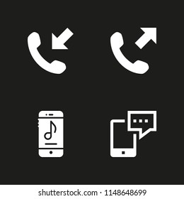 4 telephone icon set with telephone, hang up and smartphone vector illustration for graphic design and web