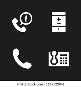 4 telephone icon set with telephone, phone call and smartphone vector illustration for graphic design and web