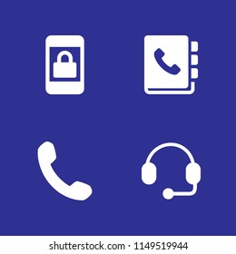4 telephone icon set with support, telephone and phonebook vector illustration for graphic design and web