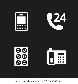 4 telephone icon set with telephone, tablets and smartphone vector illustration for graphic design and web