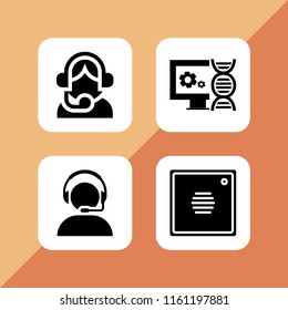 4 telephone icons in vector set. cell, intercom and support illustration for web and graphic design