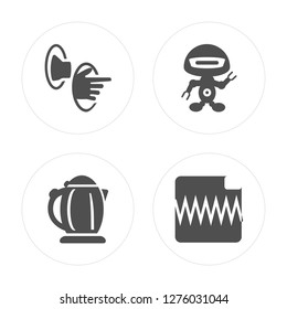 4 Teleportation, Kettle, Robot, Audio file modern icons on round shapes, vector illustration, eps10, trendy icon set.