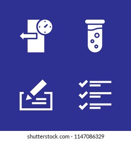 4 test icon set with check, check out and test tube vector illustration for graphic design and web