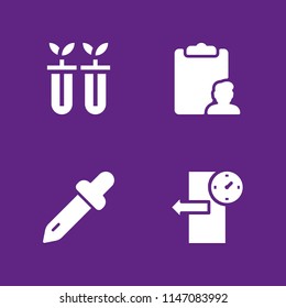 4 test icon set with clipboard, science and check out vector illustration for graphic design and web