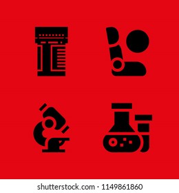 4 test icons in vector set. pharmaceutical, scientific, airbag and lab illustration for web and graphic design