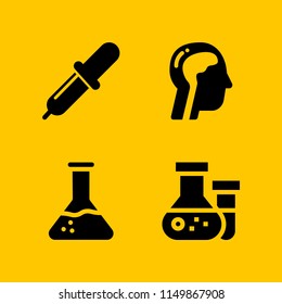 4 test icons in vector set. lab, dropper, flask and biology illustration for web and graphic design