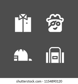 4 textile icons in vector set. baseball cap, pirate, bag and shirt illustration for web and graphic design