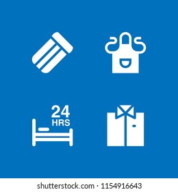 4 textile icons in vector set. bed, apron, mattress and shirt illustration for web and graphic design
