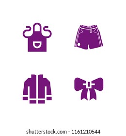 4 textile icons in vector set. ribbon, short, apron and jacket illustration for web and graphic design