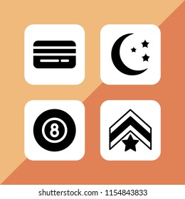 4 texture icons in vector set. night, card, chevron and ball illustration for web and graphic design