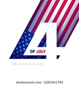 4 th of july american independence day. Creative modern celebration composition. Holiday minimal patriotic concept art. Template for banner, poster, card. Vector illustration.