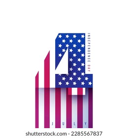 4 th of july american independence day. Creative modern celebration composition. Holiday minimal patriotic concept art. Template for banner, poster, card. Vector illustration.