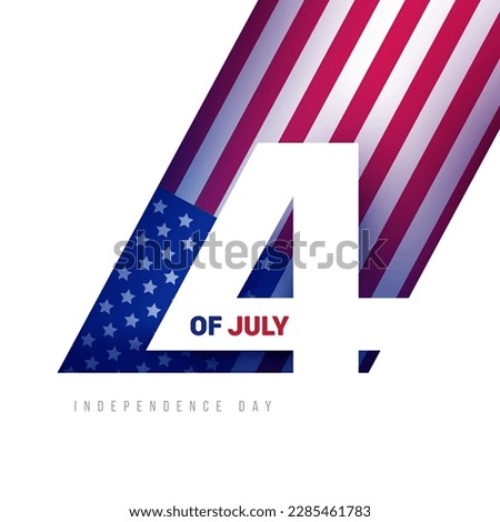 4 th of july american independence day. Creative modern celebration composition. Holiday minimal patriotic concept art. Template for banner, poster, card. Vector illustration.