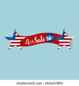 4 th of July. Happy independence day sale banner template design.
