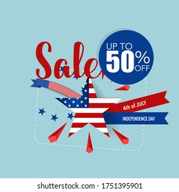 4 th of July. Happy independence day sale banner template design.
