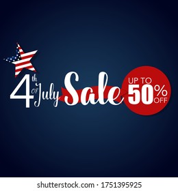 4 th of July. Happy independence day sale banner template design.
