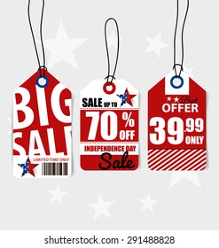 4 th of July. Happy independence day Sale Coupon, voucher, tag. Vector Illustration.