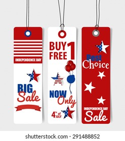 4 th of July. Happy independence day Sale Coupon, voucher, tag. Vector Illustration.