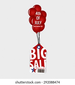 4 th of July. Happy independence day Sale Coupon, voucher, tag. Vector Illustration.