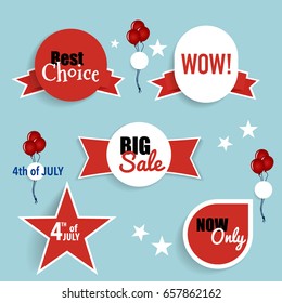 4 th of July. Happy independence day Sale Coupon, voucher, tag. Vector Illustration.