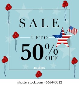 4 th of July. Happy independence day Sale Coupon, voucher, tag. Vector Illustration.