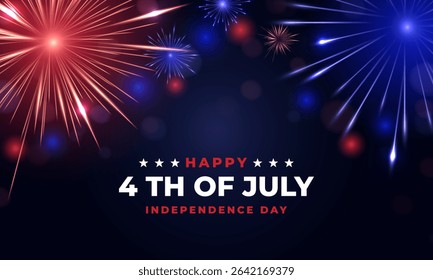 4 th of july independence day. United States Independence day. Red blue fireworks background