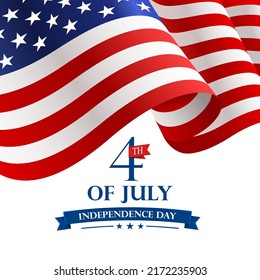 4 th of July poster.USA independence day celebration with American flag.USA 4th of July promotion advertising banner template.