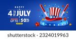 4 th of July Sale poster template.USA independence day celebration with Uncle Sam