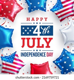 4 th of July Sale poster.USA independence day celebration with American Star balloon.USA 4th of July promotion advertising banner template for Brochures,Poster or Banner