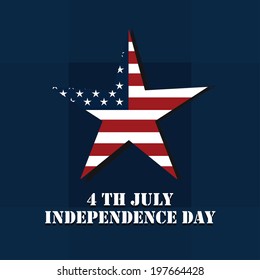 4 th july star  over  blue  background. Vector illustration.