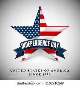 4 th july usa star, independence day. Vector illustration.