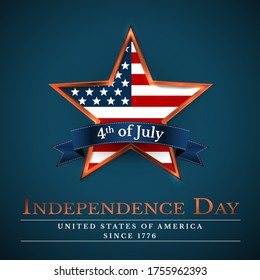 4 th july usa star in national colors of America. Independence day. Vector illustration.