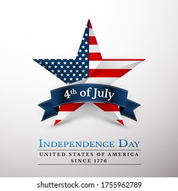 4 th july usa star in national colors of America. Independence day. Vector illustration.