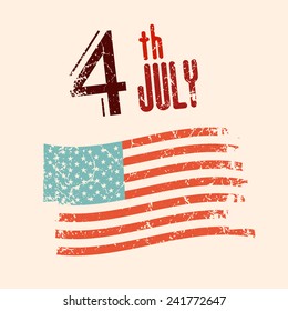 4 th July Vector Illustration with Grunge American Flag
