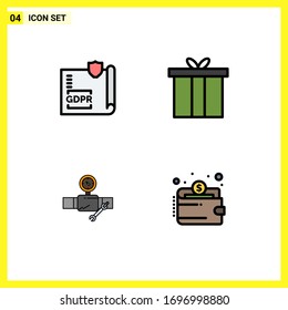 4 Thematic Vector Filled line Flat Colors and Editable Symbols of document; pipe; page; box; construction Editable Vector Design Elements