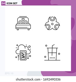 4 Colores planos de vectores temáticos y símbolos editables de la cama; conducir; boda; médico; cargar elementos de diseño de vectores editables